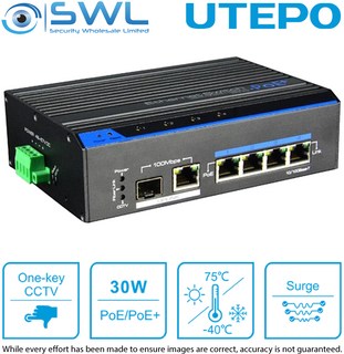 Utepo UTP7204E-POE-A1: 4 x 10/100 PoE 60W +1, Watchdog, DIN