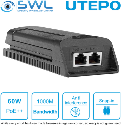 Utepo UTP7201GE-PSE60: 1CH PoE Injector 60W, 10/100M/1000Mbps