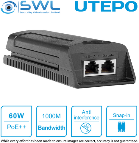 Utepo UTP7201GE-PSE60: 1ch PoE Injector 60W, 10/100M/1000Mbps