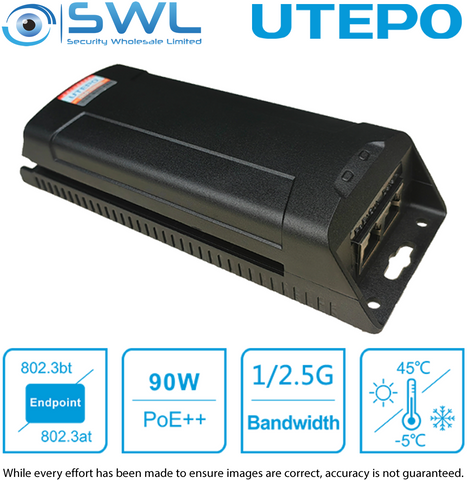 Utepo UPI3301-PSD: 1CH PoE Injector 90W, 10/100M/1000Mbps