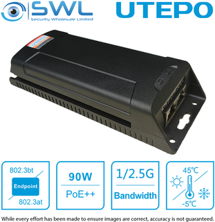 Utepo UPI3301-PSD: 1CH PoE Injector 90W, 10/100M/1000Mbps