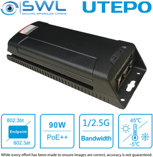 Utepo UPI3301-PSD: 1ch PoE Injector 90W, 10/100M/1000Mbps