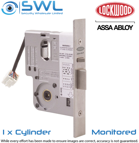 Lockwood L3570ELM1SC: 12-24VDC 60mm Electric Mortice Lock, Monitored, 1xCylinder