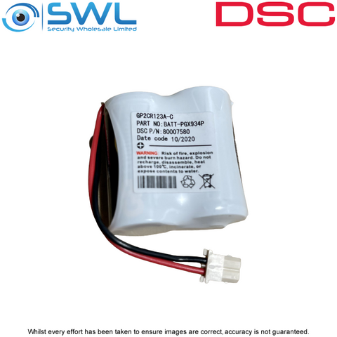 DSC BATT-PGX934P: Lithium 6V, 1450mAh Battery for use in PGx934P detector