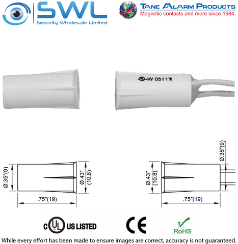 TANE STB-10 Recessed Reed: 9mm DIA. 15mm Gap. Stubby Type