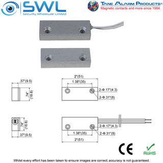 TANE MET-200 Surface Reed: 51 x 18.8 x 9.5mm. 32mm Gap. Commercial  W/Wire Leads