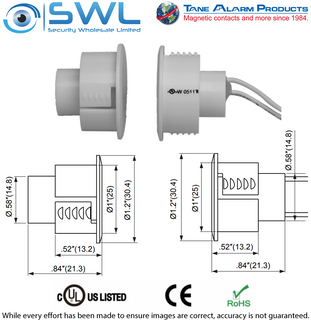 TANE SD-80 Recessed Steel Door Reed: 25mm DIA. 28mm Gap. Stubby Type