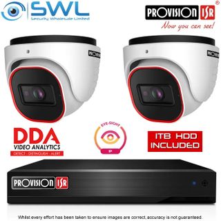 Provision-ISR 4CH NVR KIT: With 2x 4MP Eye-Sight Turrets 2.8mm 1Tb HDD Incl