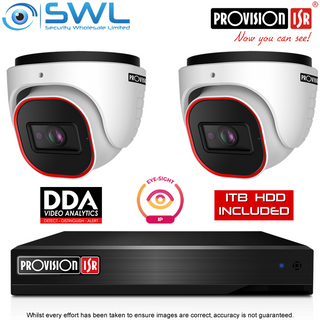 Provision-ISR 4CH NVR KIT: With 2x 4MP Eye-Sight Turrets 2.8mm 1Tb HDD Incl