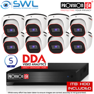 Provision-ISR 8CH NVR KIT: With 8x 4MP S-Sight Turrets 2.8mm 1Tb HDD