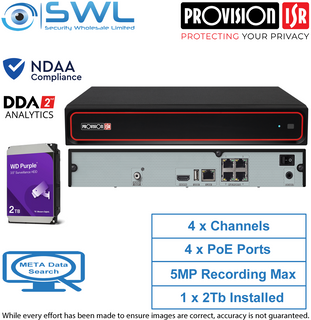 Provision-ISR NVR5-4100PXN(MM) 4CH NVR, 4x PoE, 1x 2TB HDD