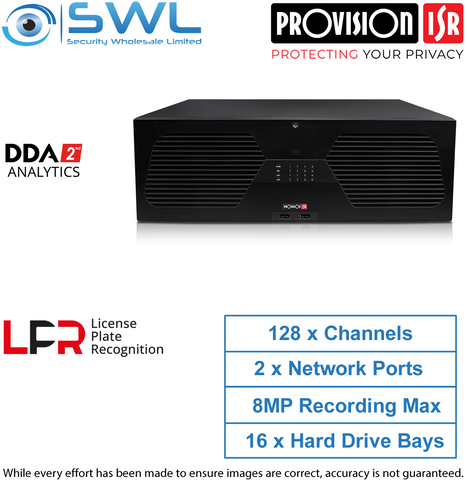 Provision-ISR NVR8-128RT(3U) 128CH 4K NVR No PoE. 2x NIC 16x HDD. No HDD Incl.