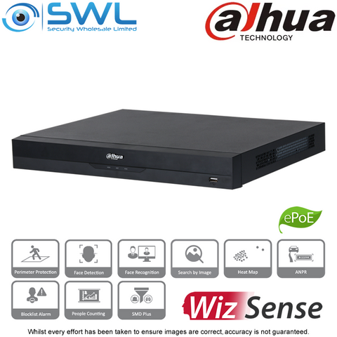 Dahua NVR5216-16P-AI/NZ: 16CH -16x PoE (8x ePoE), 2x HDD. HDD Not Included