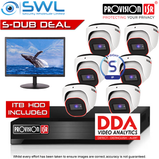 Provision-ISR 8CH NVR KIT: With 6x 4MP S-Sight Turrets 2.8mm 1Tb, 22" MONITOR
