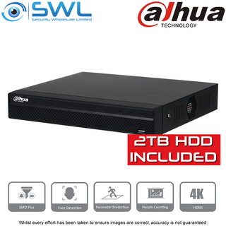 Dahua NVR4104HS-P-4KS2/L-2T: 4CH, 4x PoE, 1x 2TB HDD INCLUDED