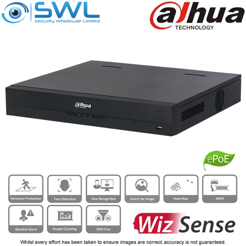 Dahua NVR5432-16P-AI/NZ: 32CH -16x PoE, 4x HDD. HDD Not Included