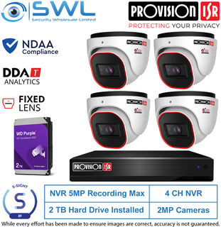 Provision-ISR 4CH NVR5 KIT: With 2Tb & 4x 2MP S-Sight Turrets 2.8mm