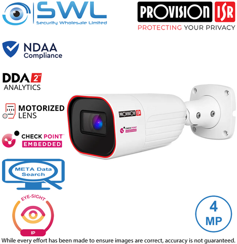 Provision-ISR I6-340IPEN-MVF-V4: Eye-Sight 4MP NDAA Bullet WDR IR60m IP67 2.8-12