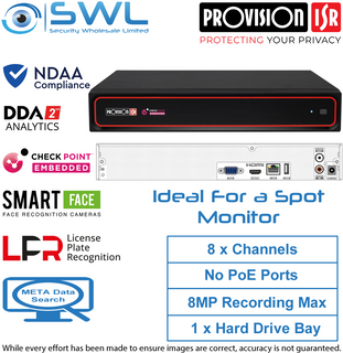 Provision-ISR NVR8-8200N-V2: SPOT MONITOR Application or NVR with NO PoE NDAA