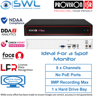 Provision-ISR NVR8-8200N-V2: SPOT MONITOR Application or NVR with NO PoE NDAA