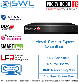 Provision-ISR NVR8-16400AN(1U) 16CH SPOT MONITOR  or NVR with NO PoE NDAA