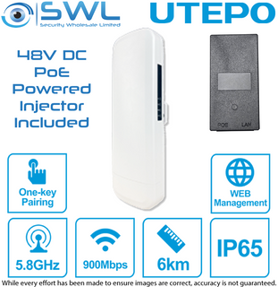 Utepo UBG3302-900H OUTDOOR Wireless AP: 5.8G, 867Mbps, 6km, Easy Setup, 48V PoE