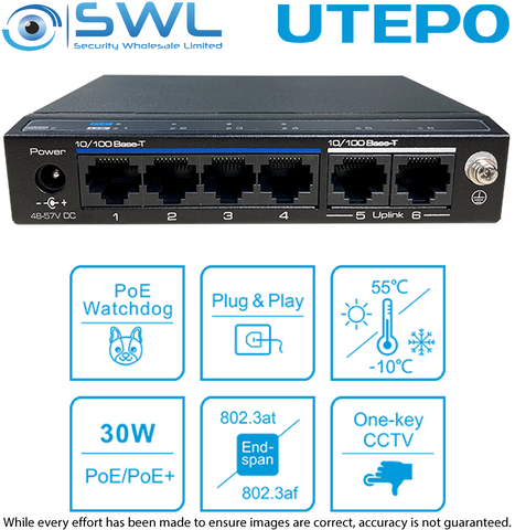 Utepo UTP3106-PSB: 4 x 10/100 PoE 120W + 2 x 10/100 Uplink