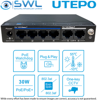 Utepo UTP3106-PSB: 4 x 10/100 PoE 120W + 2 x 10/100 Uplink