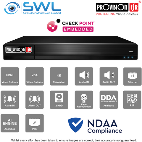 Provision-ISR NVR12-16400PFAN(1U) 16CH, FACE RECOGNITION NVR 16x PoE 2x HDD
