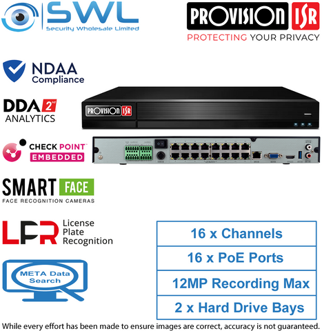 Provision-ISR NVR12-16400PFAN(1U) 16CH, FACE RECOGNITION NVR 16x PoE 2x HDD