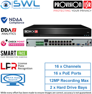 Provision-ISR NVR12-16400PFAN(1U) 16CH, FACE RECOGNITION NVR 16x PoE 2x HDD