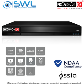 Provision-ISR NVR5-4100PXN(MM) 4CH NVR, 4x PoE, 1x HDD. No HDD Included, NDAA