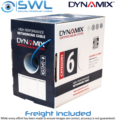 DYNAMIX 305m Cat 6 Blue UTP SOLID Cable Roll, 250MHz, FREIGHT INCLUDED