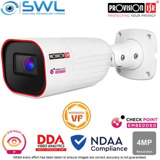 Provision-ISR I8-340IPEN-MVF2-V4:Eye-Sight 4MP NDAA Bullet WDR IR80m IP67 7-22mm