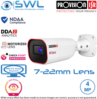 Provision-ISR I8-340IPEN-MVF2-V4:Eye-Sight 4MP NDAA Bullet WDR IR80m IP67 7-22mm