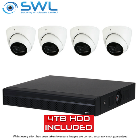 D NVR4108HS-8P-4KS3/L 8CH PoE KIT: With 4x 6MP 2.8mm Eyeball Cameras 4TB HDD