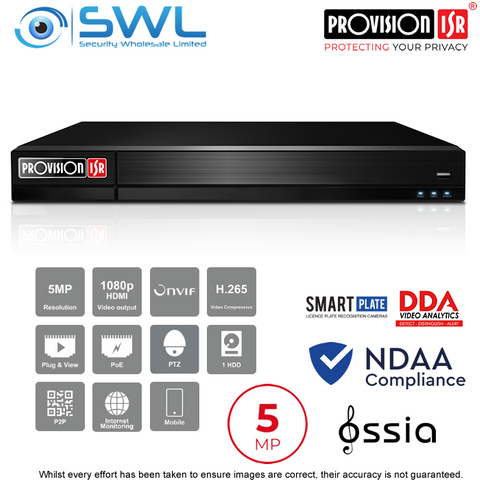 Provision-ISR NVR5-8200PXN(MM) 8CH NVR, 8x PoE, 1x HDD. No HDD Included, NDAA