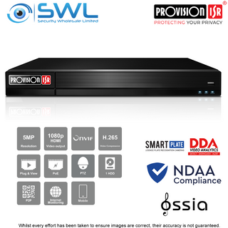Provision-ISR NVR5-8200PXN(MM) 8CH NVR, 8x PoE, 1x HDD. No HDD Included, NDAA