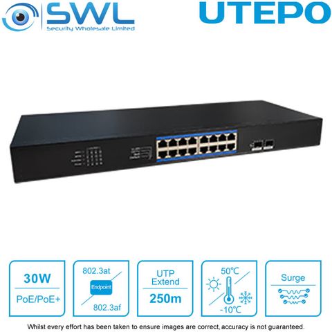 Utepo UTP3324S-PSB410-M0: 24 x Gigabit PoE 370W + 4 x SFP/RJ-45 Combo