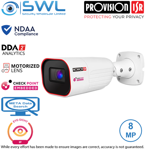 Provision-ISR I6-380IPEN-MVF-V3 Eye-Sight v3 8MP Bullet IR60M IP67 2.8-12mm Mot