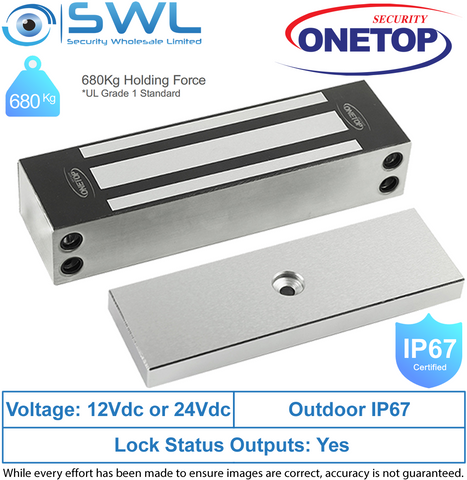 ONETOP EM5000S: Weather Res' Stainless Steel Maglock, 680Kg, Side Mount