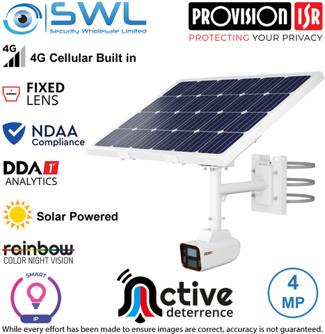 Provision-ISR SOL1-240ADSRN-36: Solar 4MP Active Deterrent 4G Bullet 3.6mm, KIT