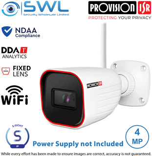 Provision-ISR I2-340WIPSN-28 S-Sight: 4MP NDAA Bullet DDA IR20m, IP67 2.8mm WiFi