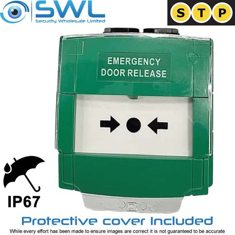 STP Green Weatherproof Double Pole Break Glass IP67