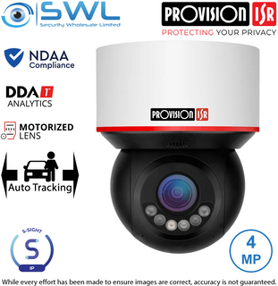 Provision-ISR Z3-4ADSN-4: 4MP 4x PTZ DDA, WDR IR50m LED 30m IP66 2.8-12mm NDAA