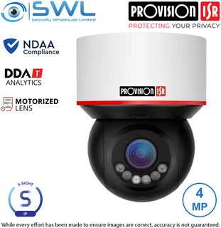 Provision-ISR Z3-4ADSN-4: 4MP 4x DDA, WDR IR50m LED 30m IP66 2.8-12mm NDAA