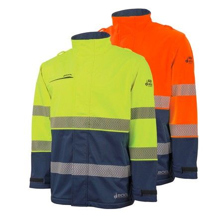 FR Softshell PPE Category 2 Hi-Vis Jacket with 
Segmented FR Tape