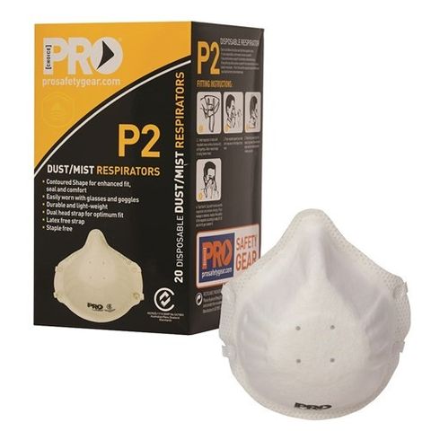 RESPIRATOR P2, NO VALVE * NOW WITH IMPROVED NOSE FLANGE 20 BOX *