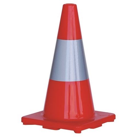 ORANGE HIVIS TRAFFIC CONE WITH REFLECTIVE