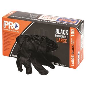 BLACK H/DUTY POWDER FREE DISP GLOVES - BOX OF 100 -L